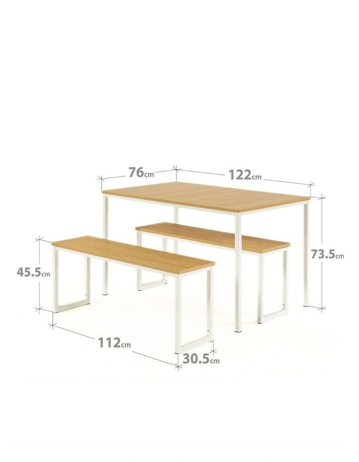 Louis Dining Set with Two Benches - White image 6