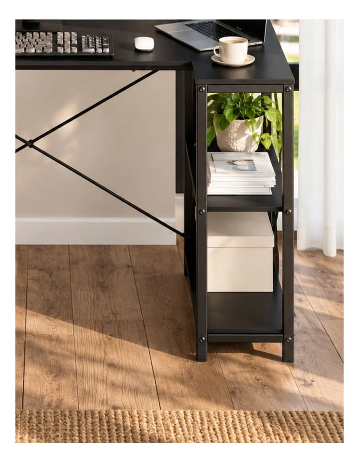L-shape Computer Office Desk 119cm in Black image 2