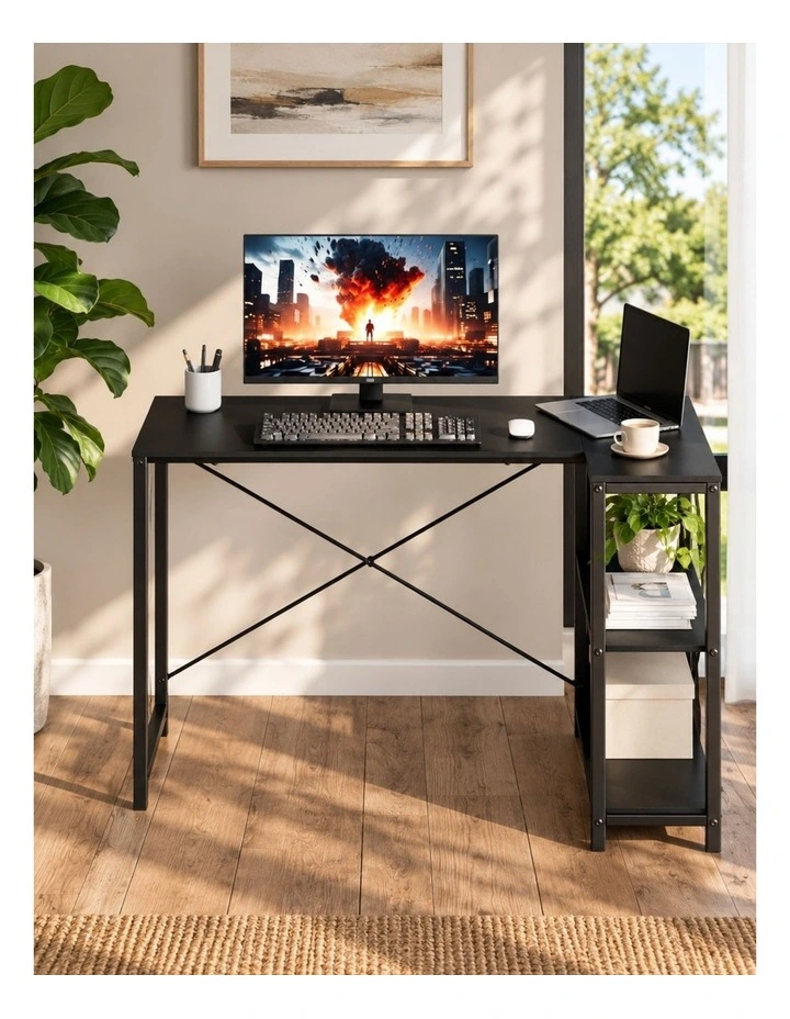L-shape Computer Office Desk 119cm in Black image 3