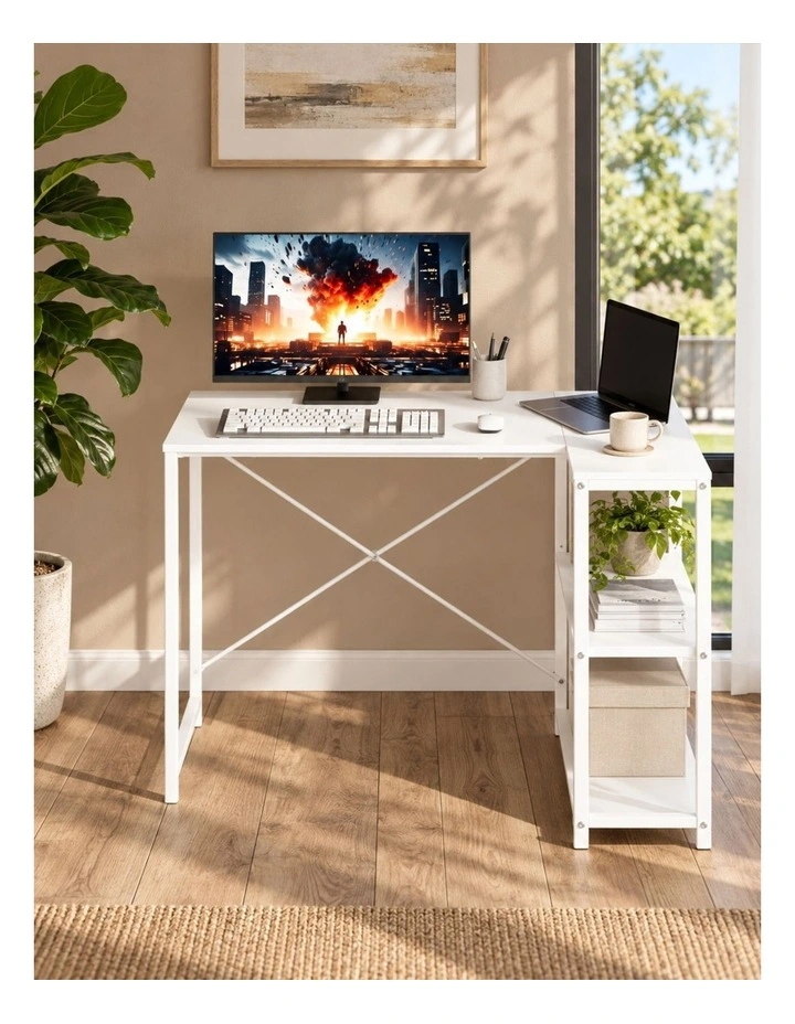 L-shape Computer Office Desk 119cm in White image 2