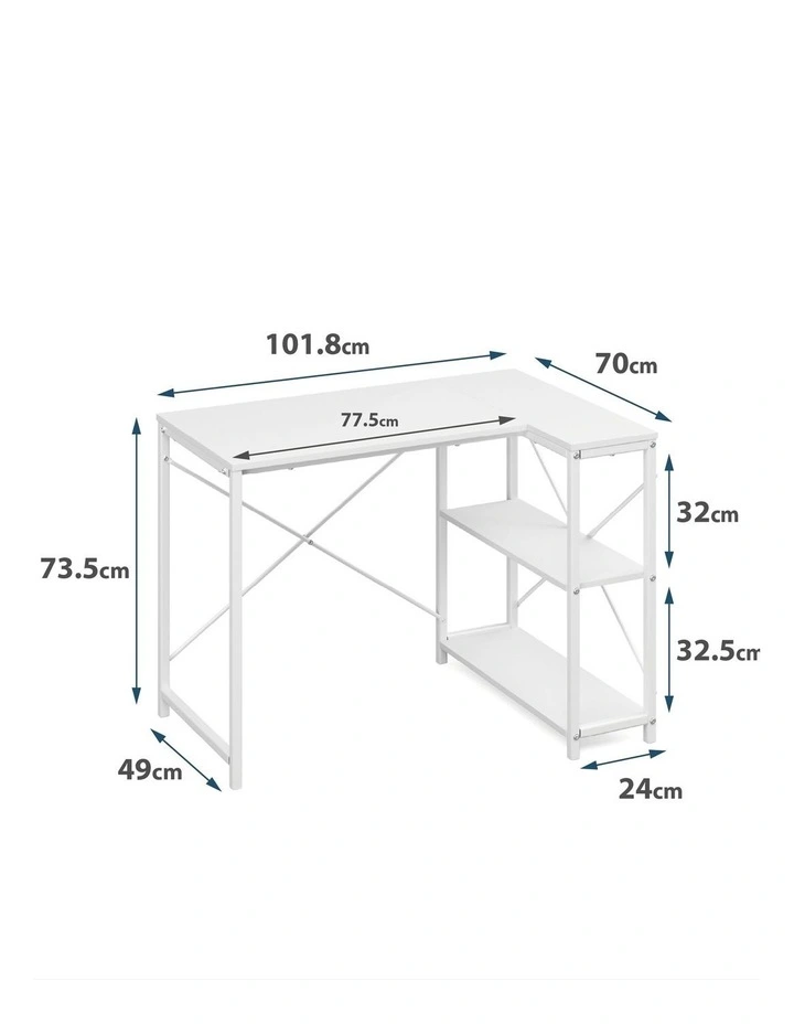 L-shape Computer Office Desk 119cm in White image 7