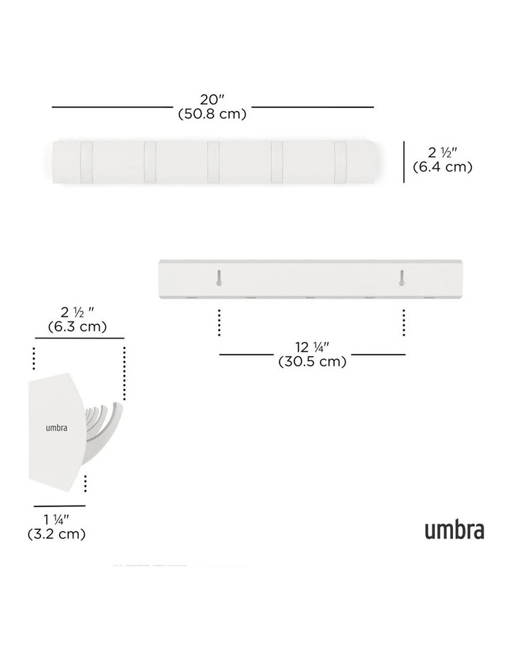 Umbra Flip 5 Hook - White 51x6x3cm image 3