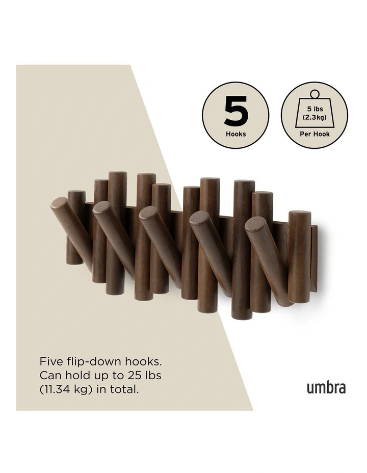 Umbra Picket Rail Hook Aged Walnut 38x17x4cm image 6