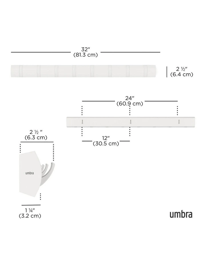 Umbra Flip 8 Hook - White 81x6x3cm image 4