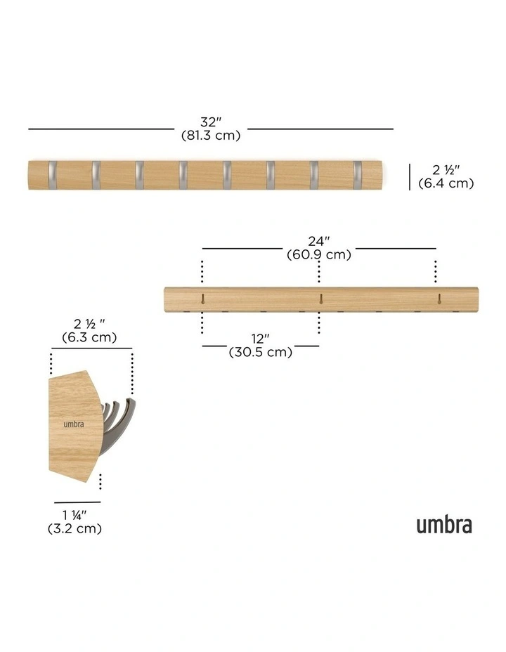 Umbra Flip 8 Hook - Natural 81x6x3cm image 4