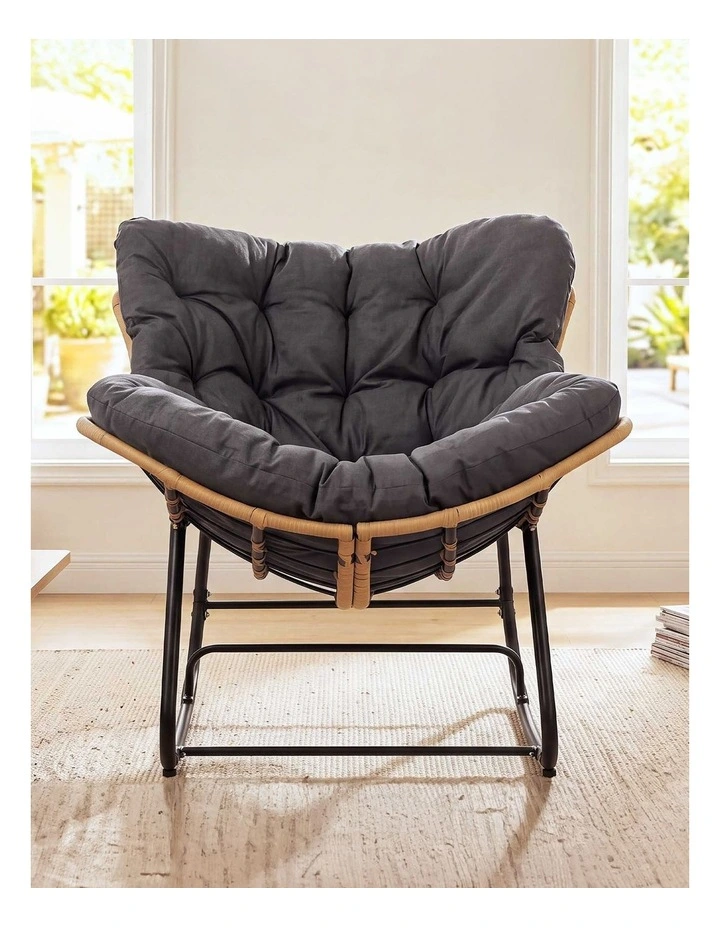 Levede Rocking Chair with Thick Cushion PE Rattan Silent Strip Indoor Patio Grey image 6
