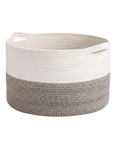Levede Blanket Basket Cotton Rope Foldable Large with Handles Bedroom Brown