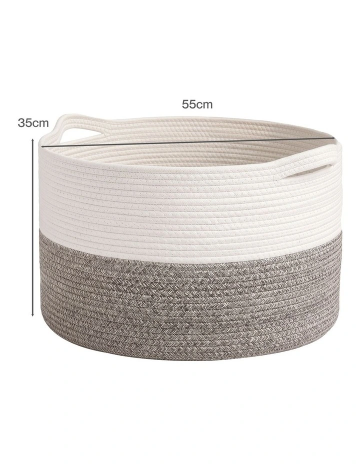 Levede Blanket Basket Cotton Rope Foldable Large with Handles Bedroom Brown image 2