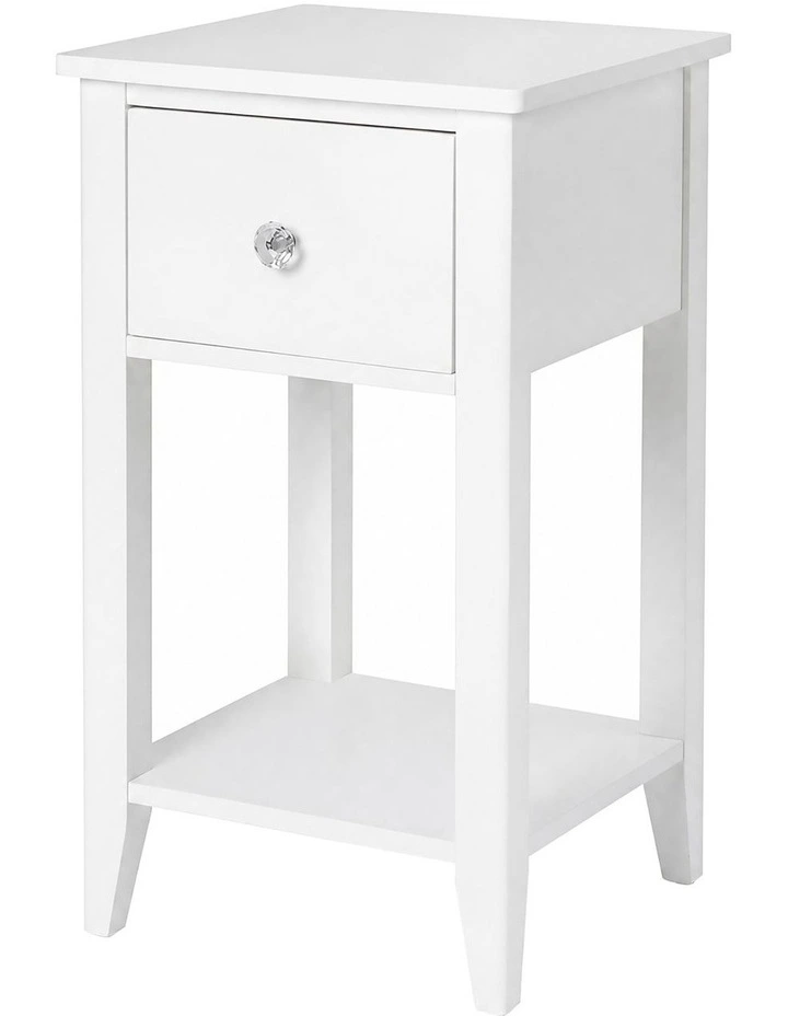 Levede Bedside Table Slim Modern Bedside Table Drawer & Shelf Bedroom White image 1