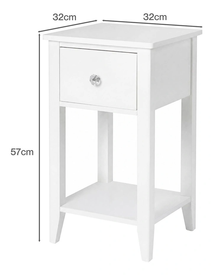 Levede Bedside Table Slim Modern Bedside Table Drawer & Shelf Bedroom White image 2