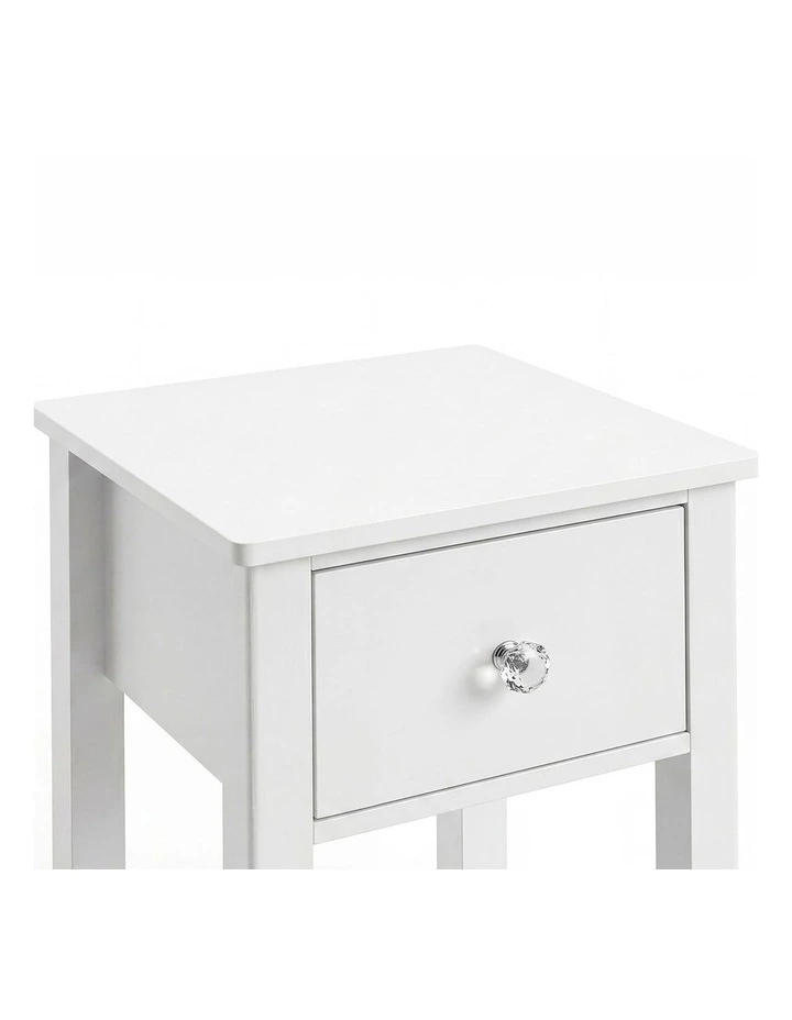 Levede Bedside Table Slim Modern Bedside Table Drawer & Shelf Bedroom White image 4