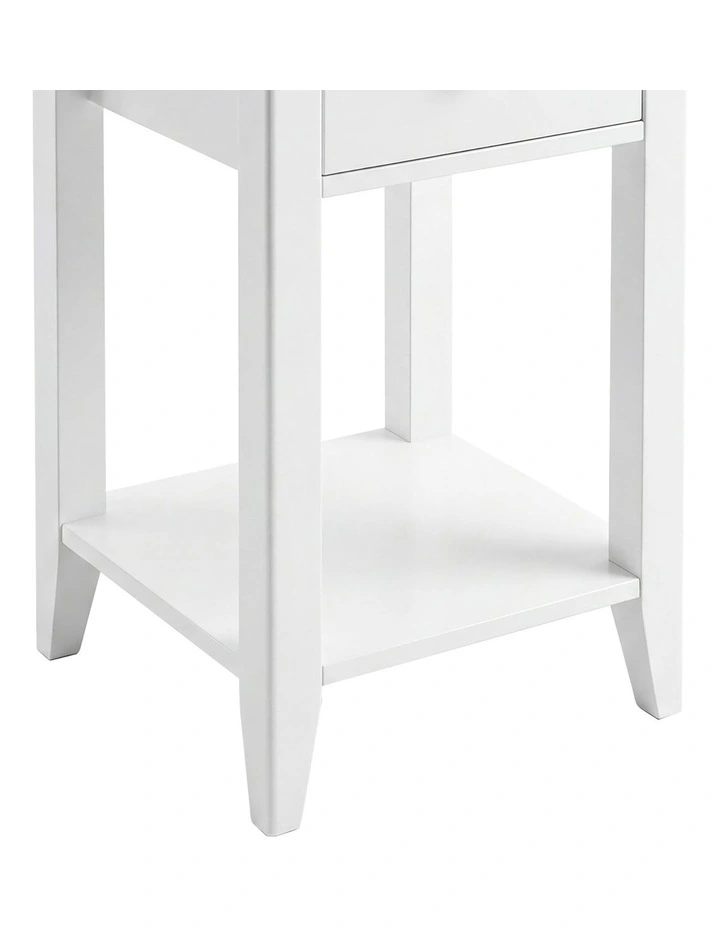 Levede Bedside Table Slim Modern Bedside Table Drawer & Shelf Bedroom White image 5