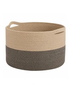 Levede Blanket Basket Large Cotton Rope Jute with Handles Foldable Home Yellow