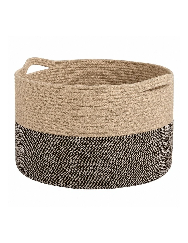 Levede Blanket Basket Large Cotton Rope Jute with Handles Foldable Home Yellow image 1