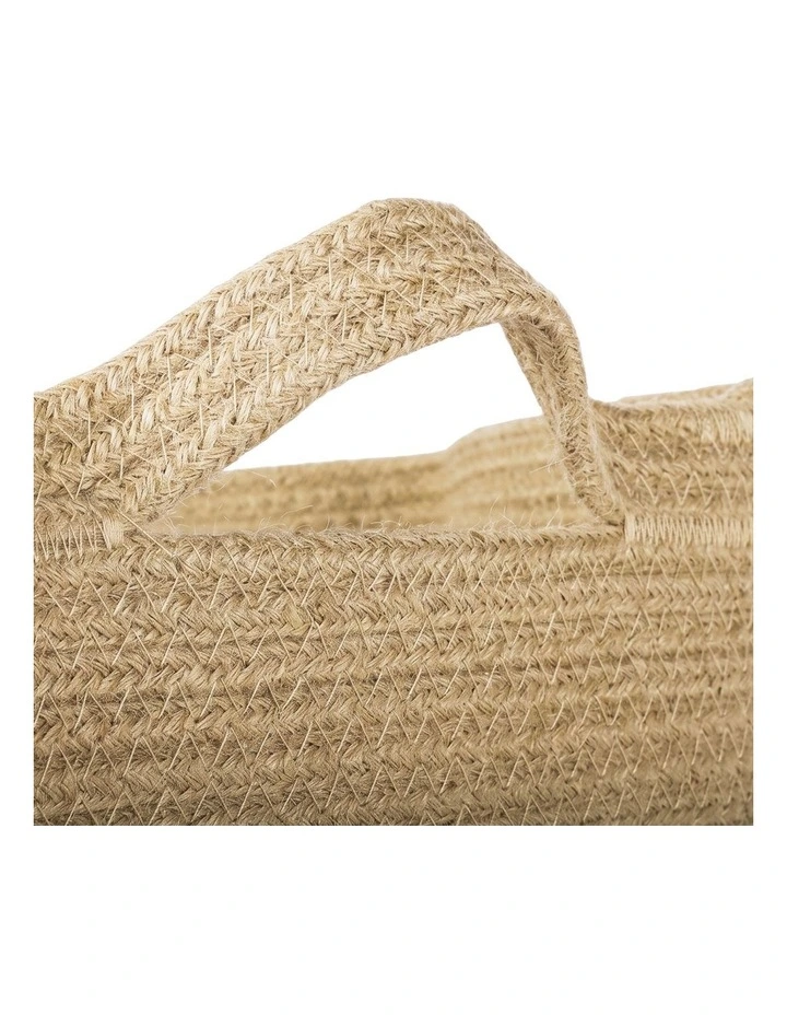 Levede Blanket Basket Large Cotton Rope Jute with Handles Foldable Home Yellow image 3