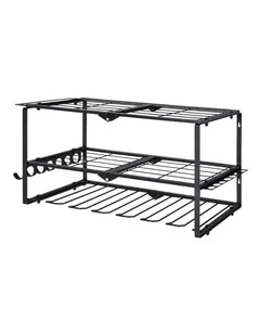 Levede Garage storage Organiser 3 Tier Wall Mounted Power Tool Rack Metal Black