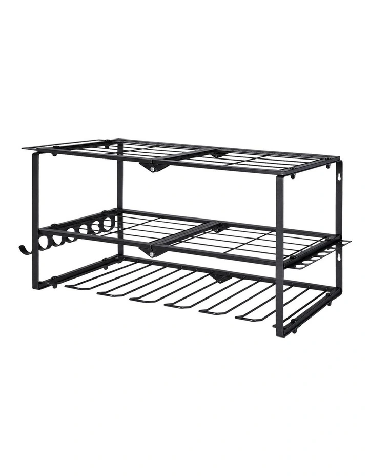 Levede Garage storage Organiser 3 Tier Wall Mounted Power Tool Rack Metal Black image 1