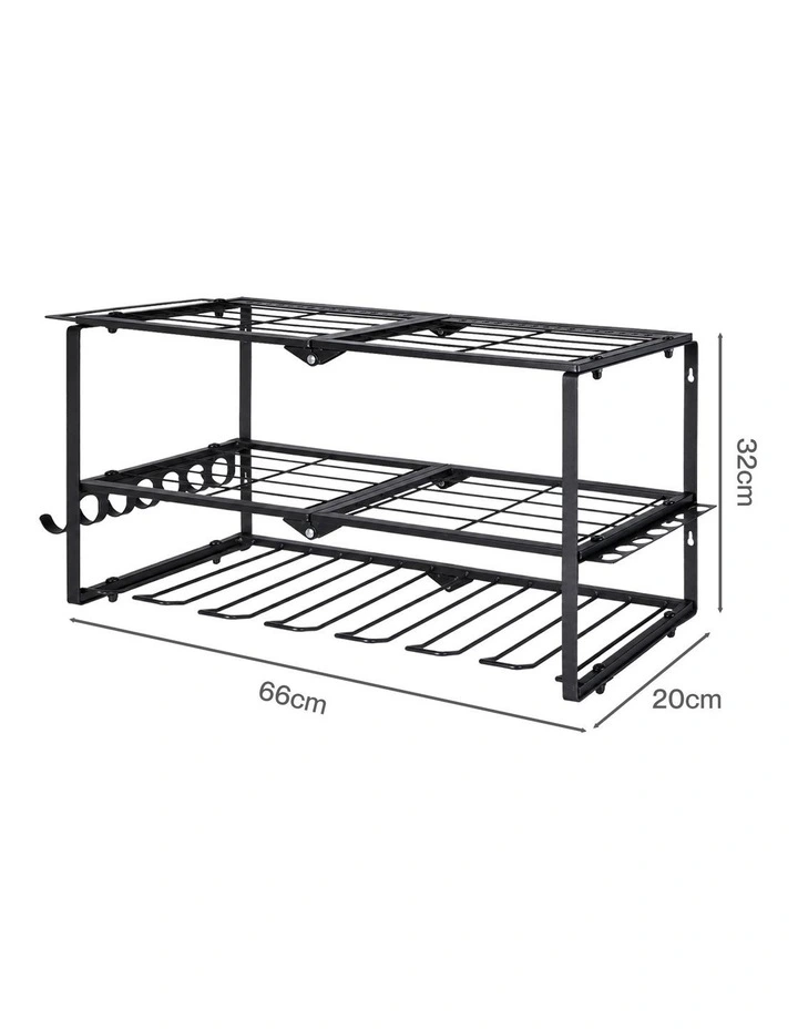 Levede Garage storage Organiser 3 Tier Wall Mounted Power Tool Rack Metal Black image 2