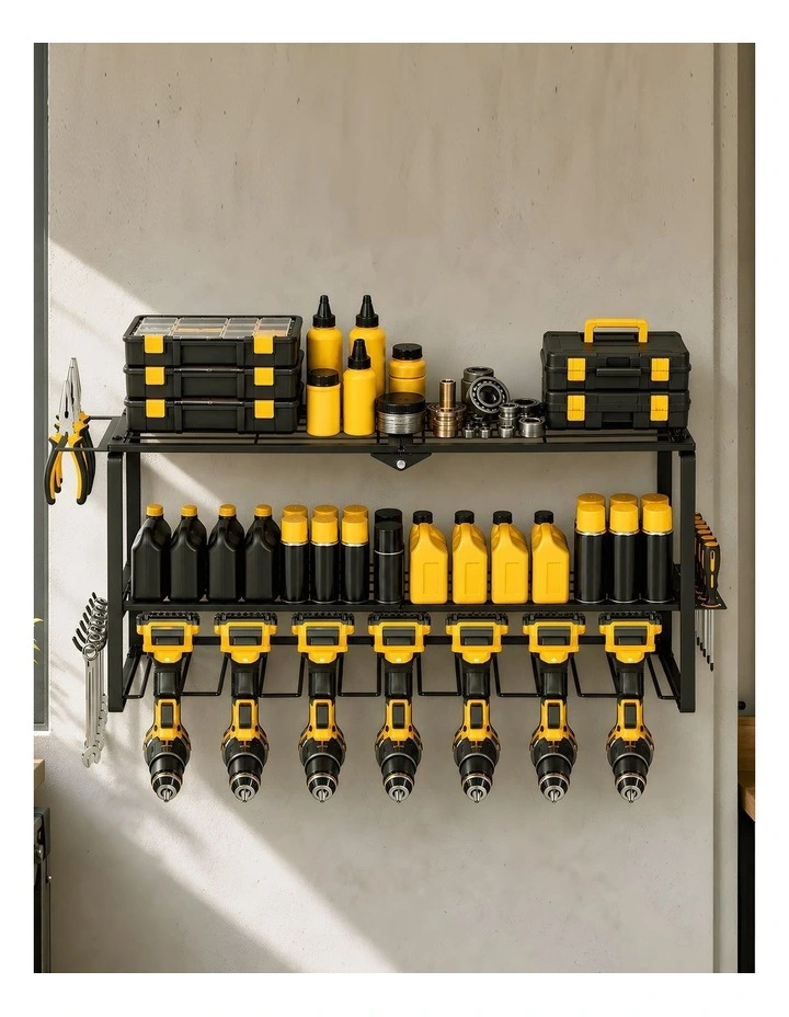 Levede Garage storage Organiser 3 Tier Wall Mounted Power Tool Rack Metal Black image 7