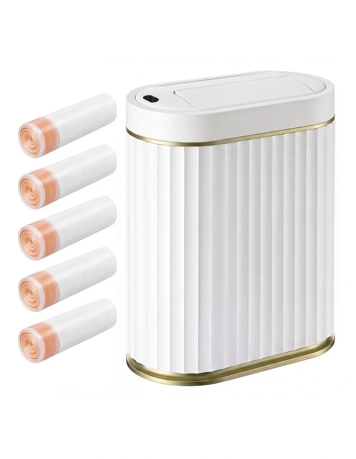 Toque Sensor Rubbish Bin Automatic Touchless 7L Butterfly Lid Bathroom White image 1