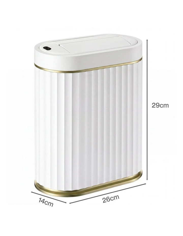 Toque Sensor Rubbish Bin Automatic Touchless 7L Butterfly Lid Bathroom White image 2