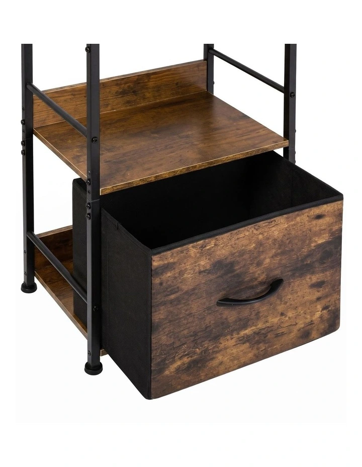 Levede Bookshelf Narrow Bookcase 5 Tier Storage with Drawer Living Room Brown image 3