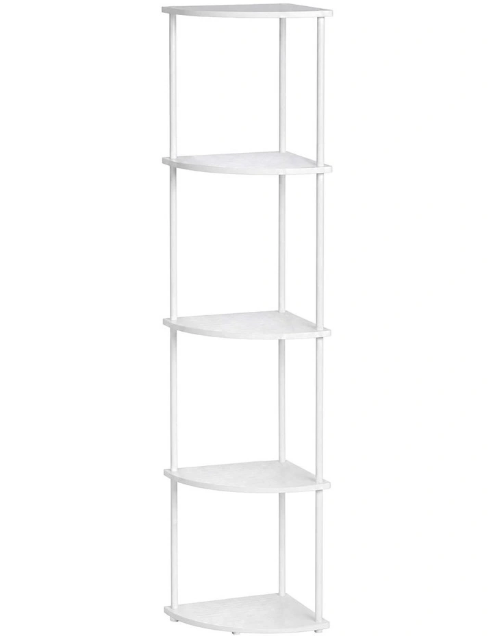 Levede Corner Bookshelf Adjustable Corner Bookcase Unit Living Room White image 1