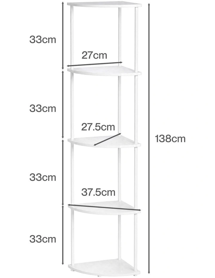 Levede Corner Bookshelf Adjustable Corner Bookcase Unit Living Room White image 2