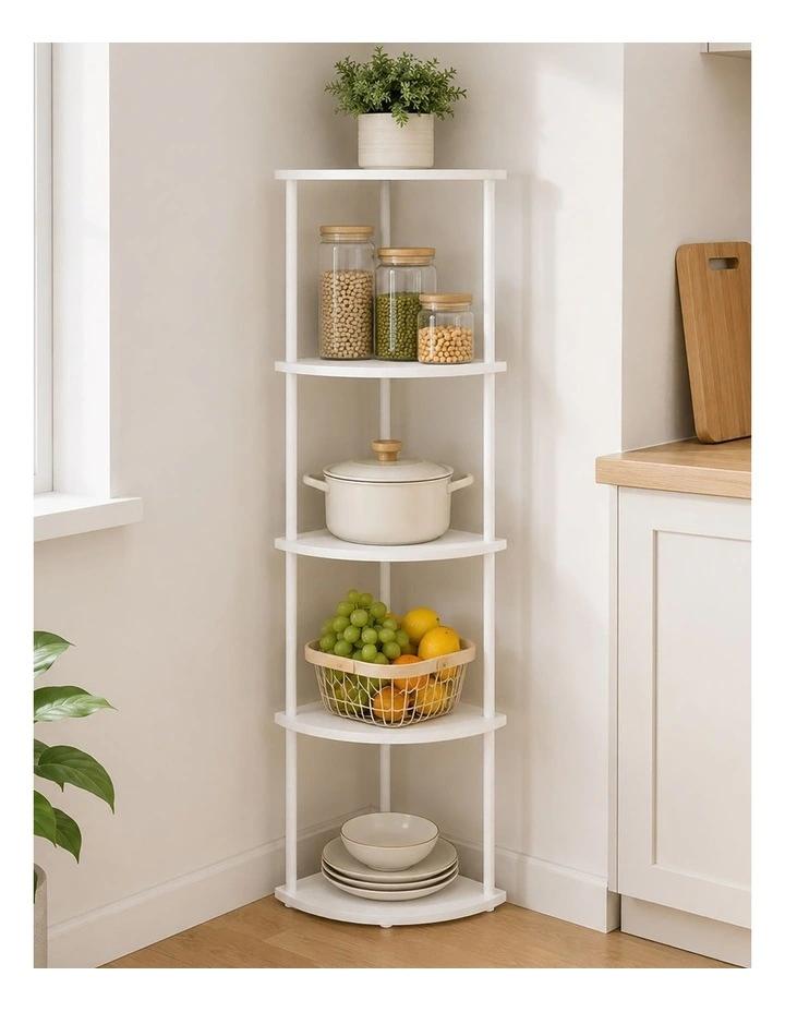Levede Corner Bookshelf Adjustable Corner Bookcase Unit Living Room White image 6