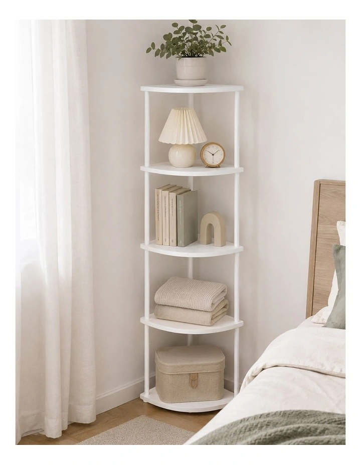 Levede Corner Bookshelf Adjustable Corner Bookcase Unit Living Room White image 7