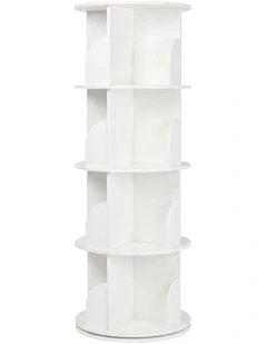 Levede Rotating Bookshelf 4 Tier Book Storage 360 Swivel Space Saving White