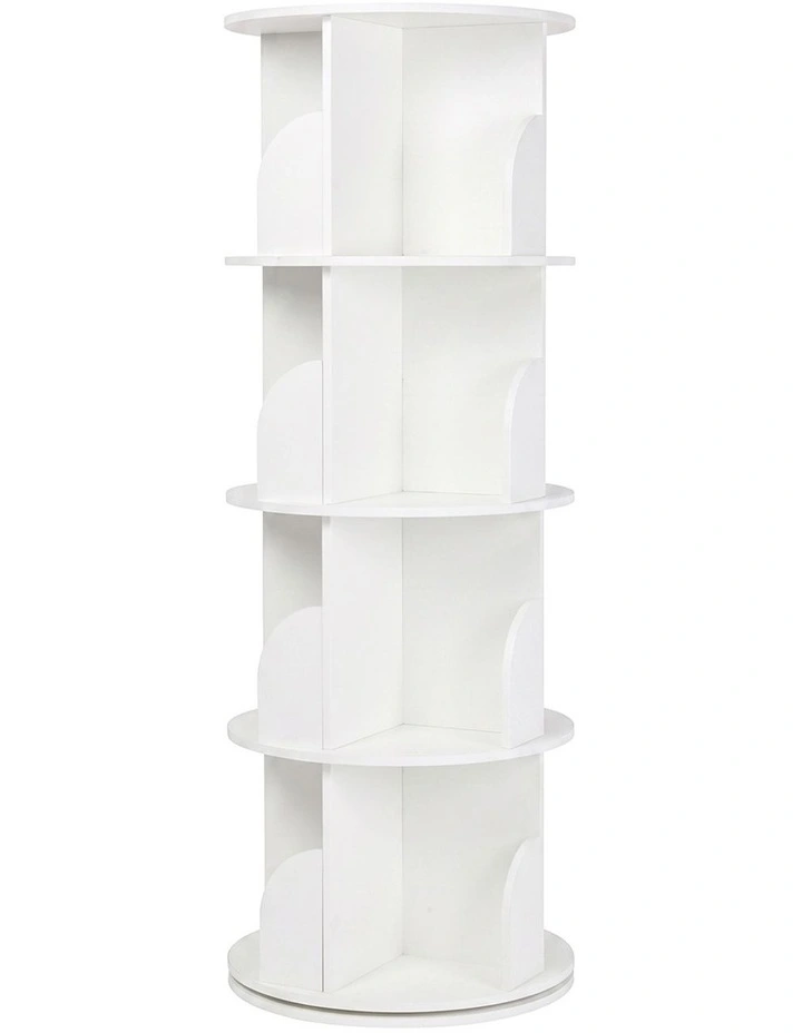 Levede Rotating Bookshelf 4 Tier Book Storage 360 Swivel Space Saving White image 1