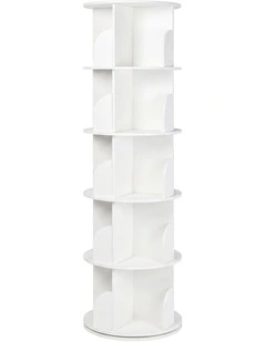 Levede Rotating Bookshelf 5 Tier Book Storage Space Saving Round Tower White