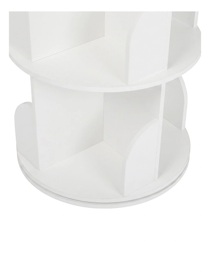 Levede Rotating Bookshelf 5 Tier Book Storage Space Saving Round Tower White image 5