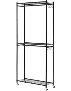 Levede Heavy Duty Clothes Rack Garment Organizer 202cm Wheels Bedroom Black
