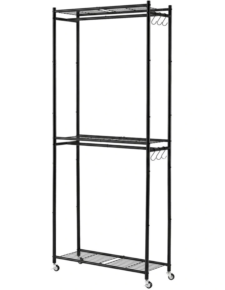 Levede Heavy Duty Clothes Rack Garment Organizer 202cm Wheels Bedroom Black image 1