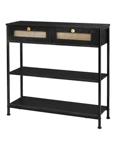 Levede Console Table with Drawers 3-Tier Slim Hallway Table 80cm Entryway Black