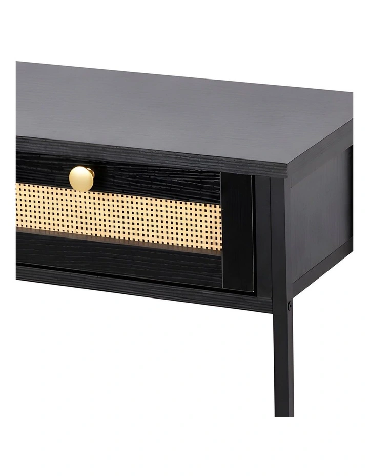 Levede Console Table with Drawers 3-Tier Slim Hallway Table 80cm Entryway Black image 3