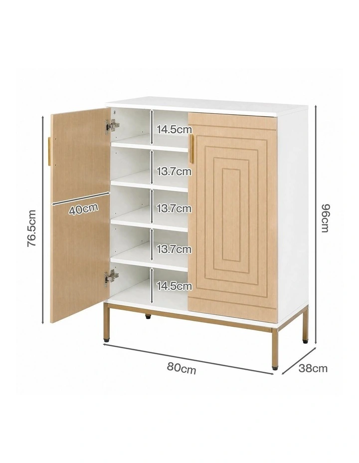Levede Shoe Cabinet Adjustable Shelves 20 Pairs 5-Tier Shoe Rack Entryway White image 2