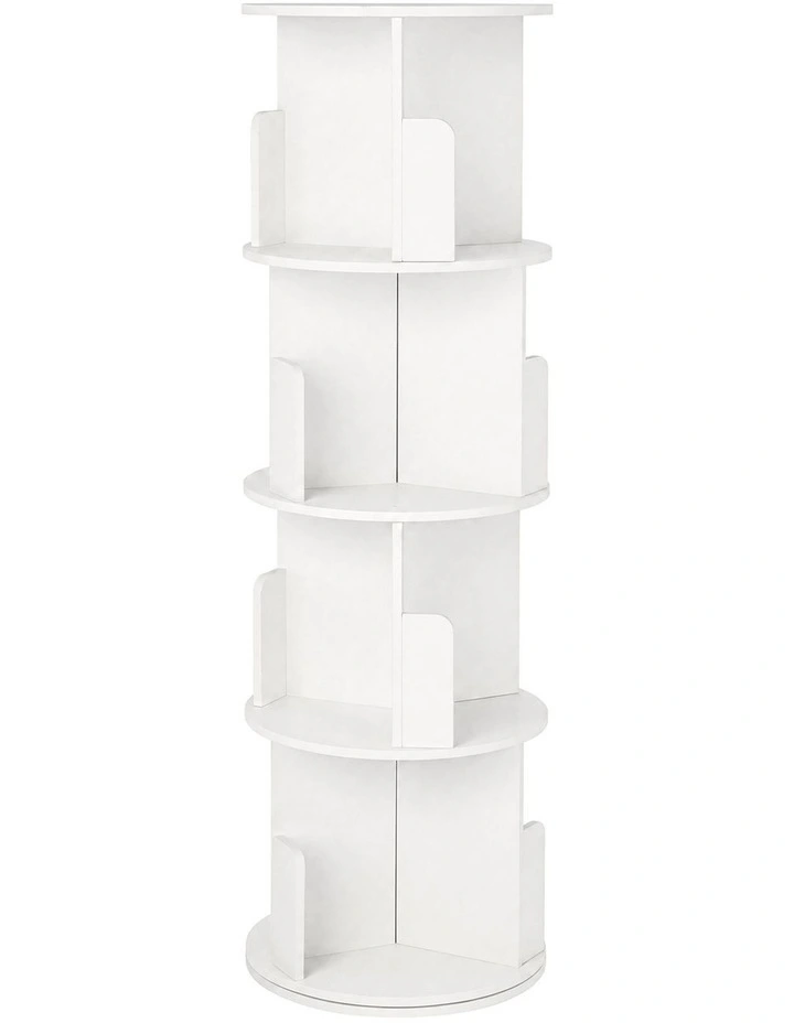 Levede Rotating Bookshelf Corner 4 Tier 3-Section Storage Display 5kg Home White image 1