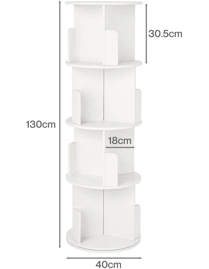 Levede Rotating Bookshelf Corner 4 Tier 3-Section Storage Display 5kg Home White image 2