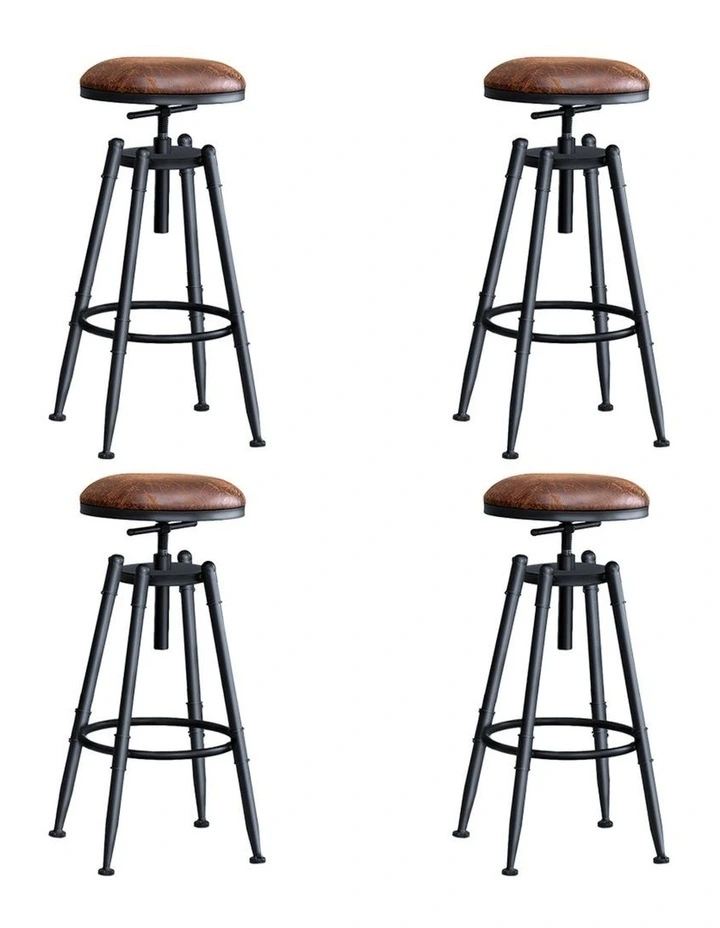 Levede 4x Bar Stools Industrial Kitchen Stool Barstool Swivel Dining Chairs image 1