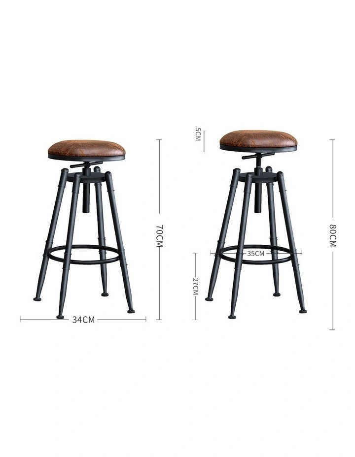 Levede 4x Bar Stools Industrial Kitchen Stool Barstool Swivel Dining Chairs image 2