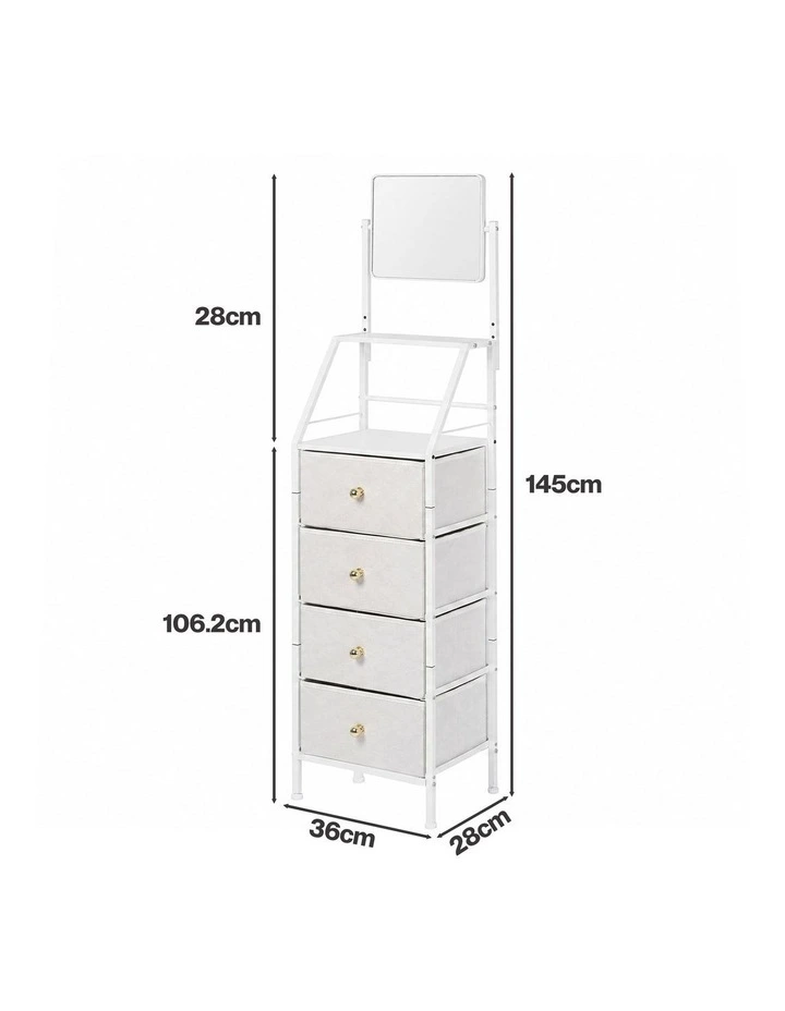 Levede Chest Of Drawers Mirror Dressing Table Vertical Storage Bedroom White image 2