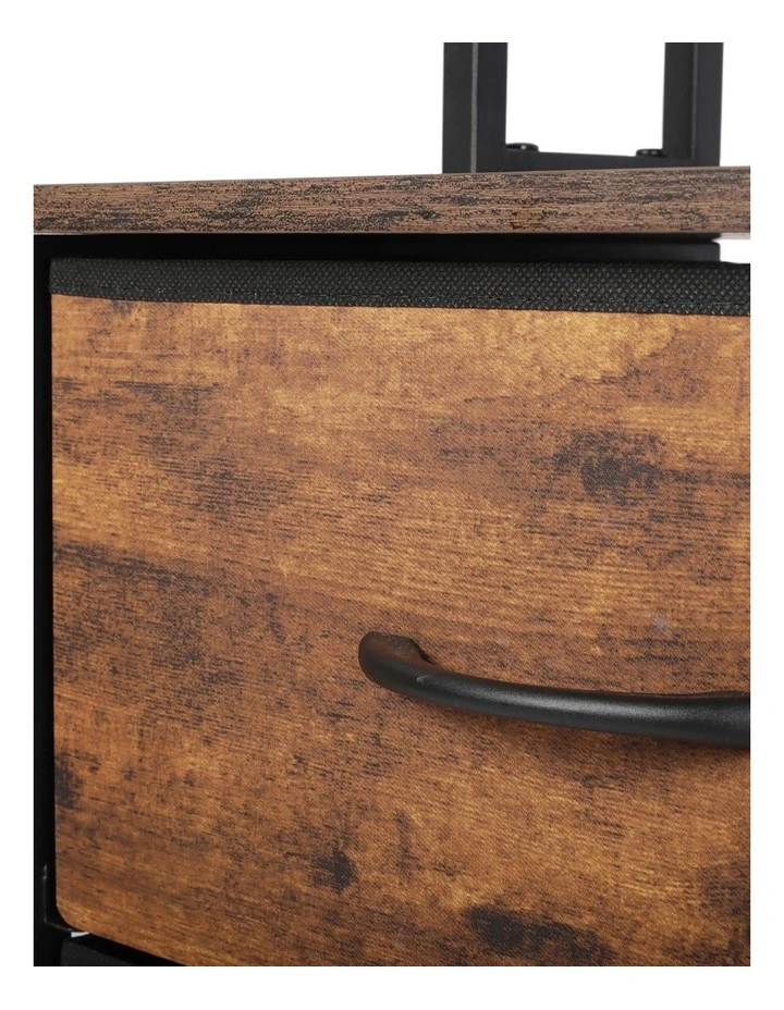 Levede Bedside Table with Charging Station 3 Drawer RGB Light Night Stand Brown image 3