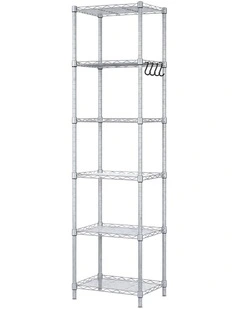 Levede Shelving Unit Adjustable Rack 6 Tier 161cm Carbon Steel Laundry Silver