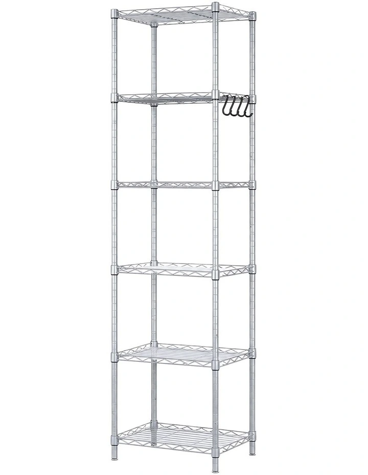 Levede Shelving Unit Adjustable Rack 6 Tier 161cm Carbon Steel Laundry Silver image 1