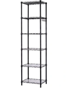 Levede Storage Shelves 6 Tier Carbon Steel Wire Rack Shelving Unit Kitchen Black