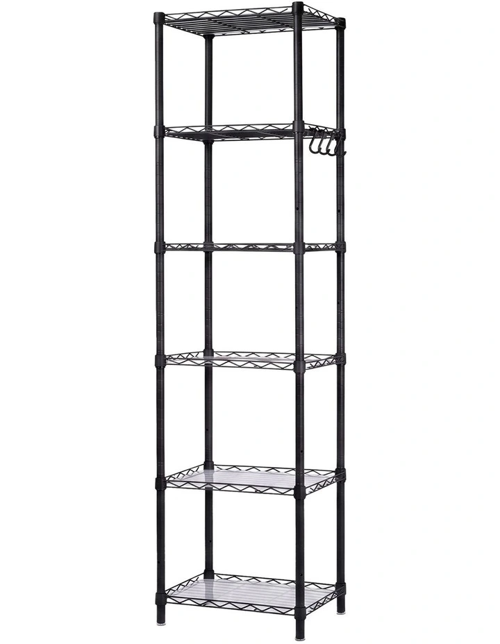Levede Storage Shelves 6 Tier Carbon Steel Wire Rack Shelving Unit Kitchen Black image 1