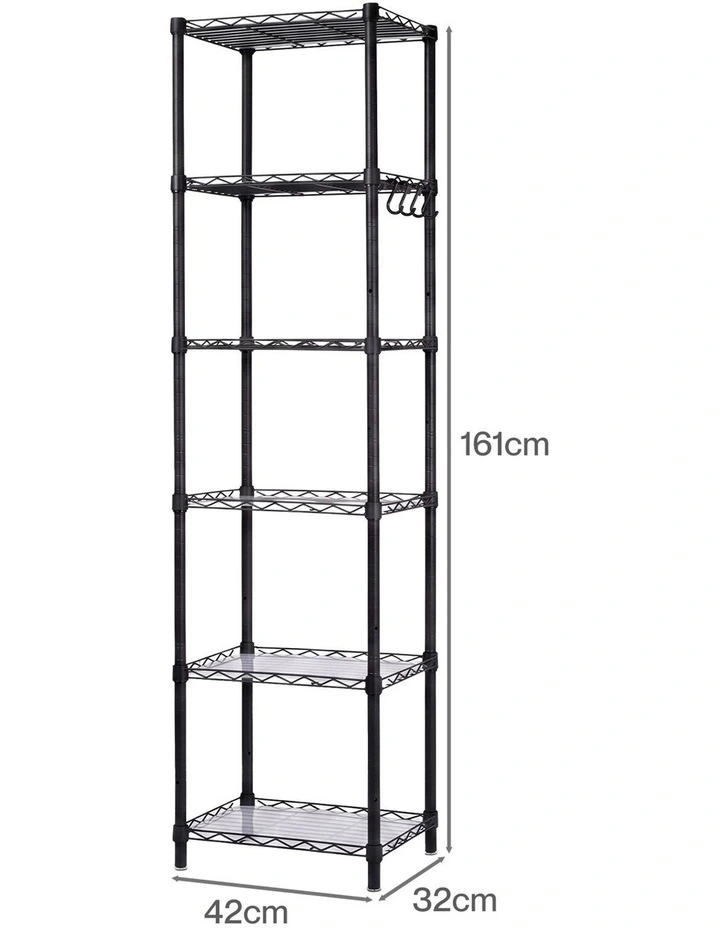 Levede Storage Shelves 6 Tier Carbon Steel Wire Rack Shelving Unit Kitchen Black image 2